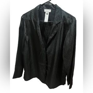 Natori Black Long Sleeve Collared Shirt